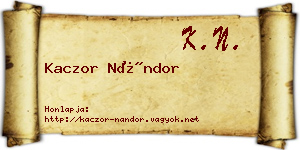 Kaczor Nándor névjegykártya